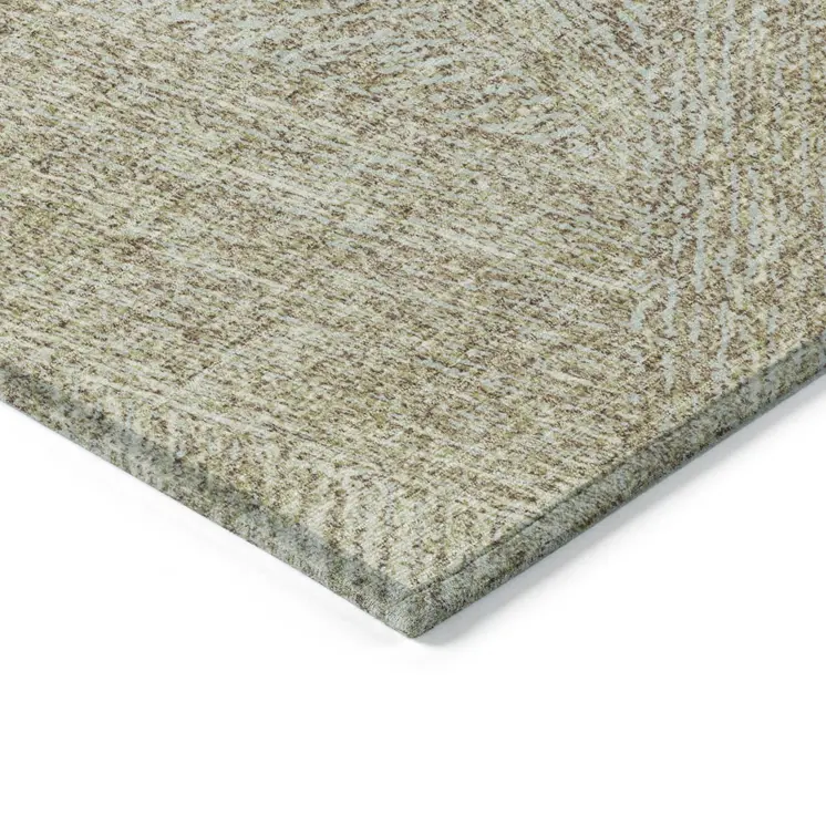 10' X 14' Ivory And Brown Abstract Washable Indoor Outdoor Area Rug