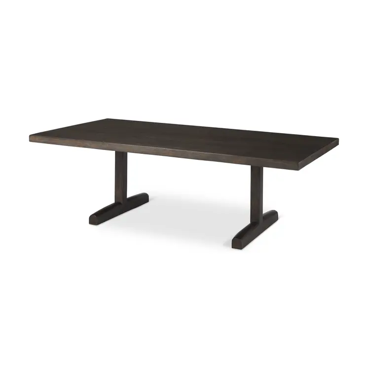 55" Dark Brown Solid Wood Double Pedestal Coffee Table