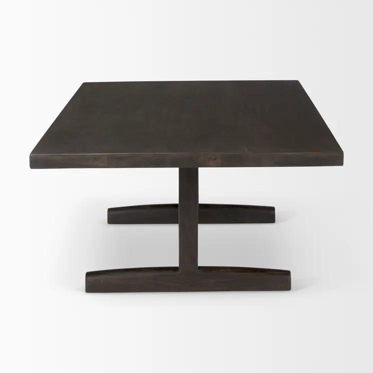 55" Dark Brown Solid Wood Double Pedestal Coffee Table