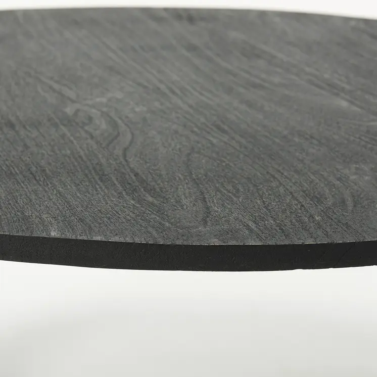 34" Antiqued Gold Solid Wood and Iron Round Distressed Coffee Table