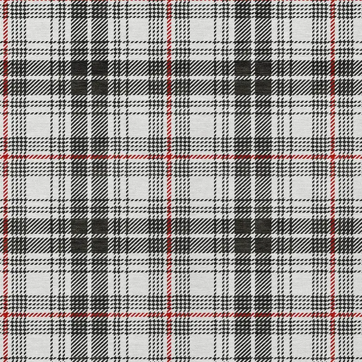 8' X 10' Black Ivory And Red Plaid Washable Indoor Outdoor Area Rug