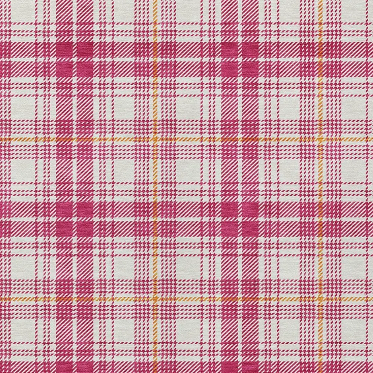 8' X 10' Blush Ivory And Copper Plaid Washable Indoor Outdoor Area Rug