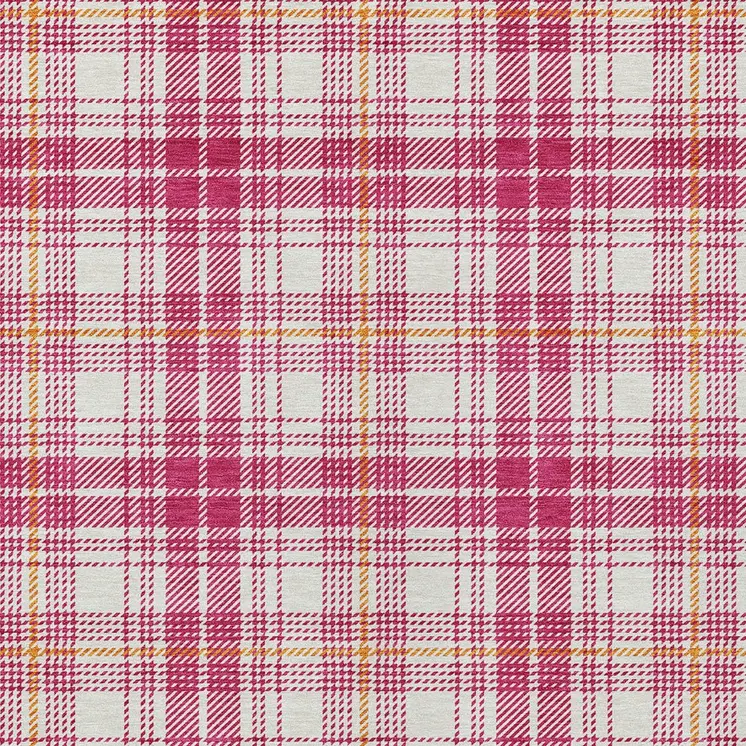 9' X 12' Blush Ivory And Copper Plaid Washable Indoor Outdoor Area Rug