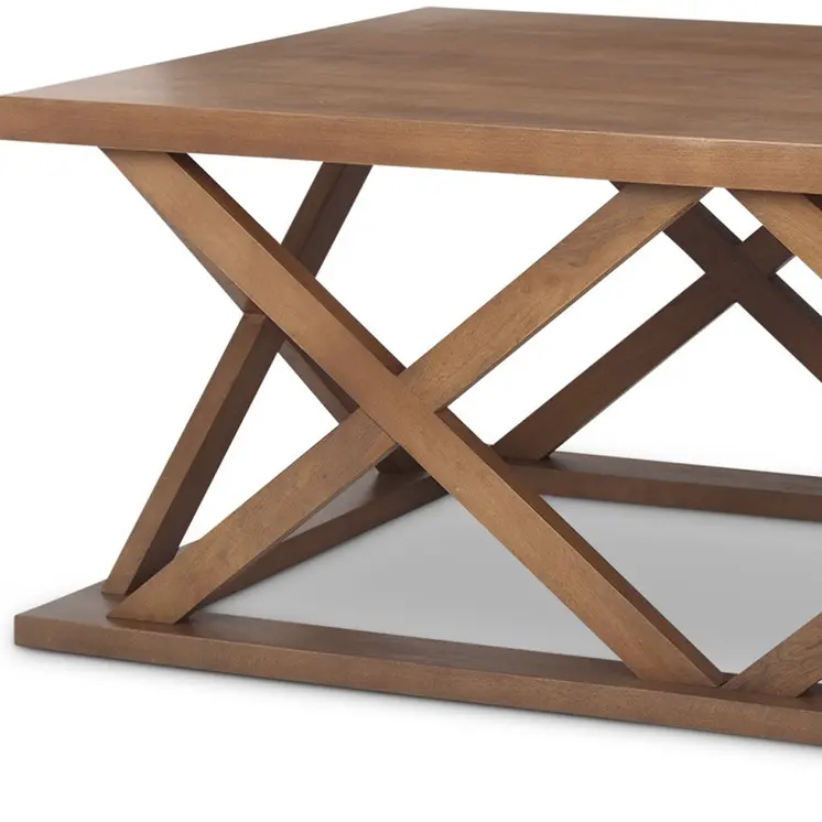 48" Brown Solid Wood Geo Frame Coffee Table