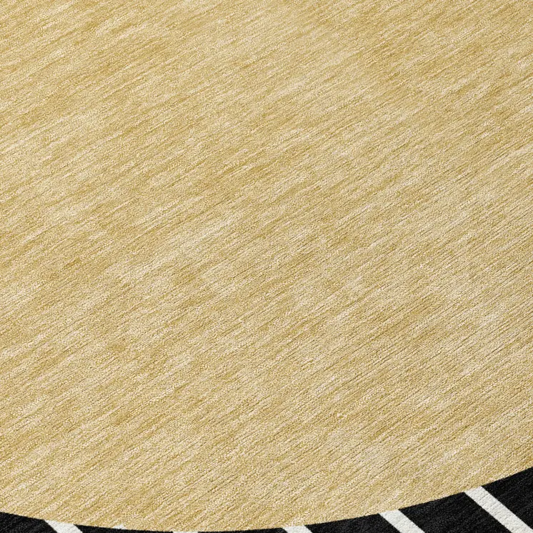 8' X 10' Black And Beige Striped Washable Indoor Outdoor Area Rug