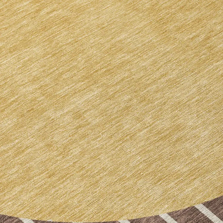 8' Brown And Beige Round Striped Washable Indoor Outdoor Area Rug