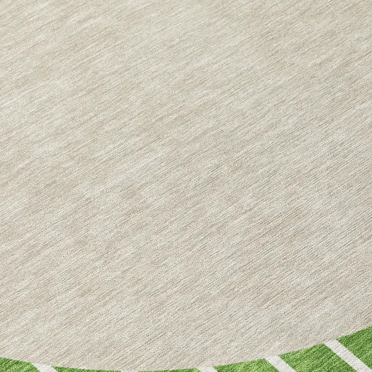 8' Green And Gray Round Striped Washable Indoor Outdoor Area Rug