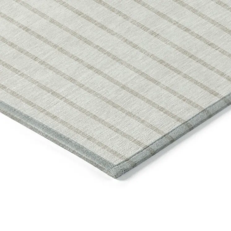9' X 12' Ivory And Brown Striped Washable Indoor Outdoor Area Rug
