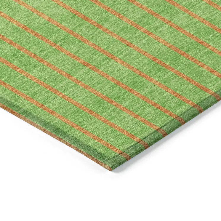 5' X 8' Lime Green And Blue Striped Washable Indoor Outdoor Area Rug
