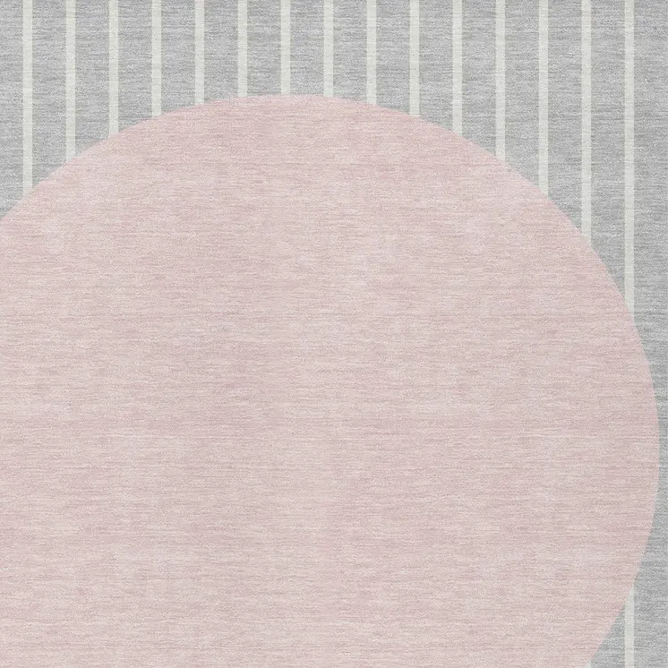 3' X 5' Silver And Pink Striped Washable Indoor Outdoor Area Rug