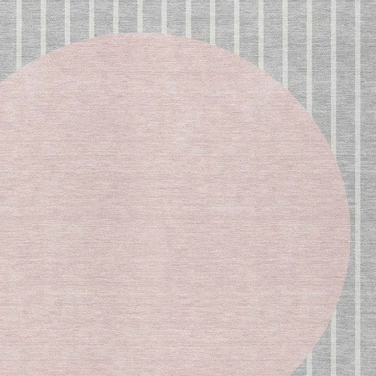 9' X 12' Silver And Pink Striped Washable Indoor Outdoor Area Rug