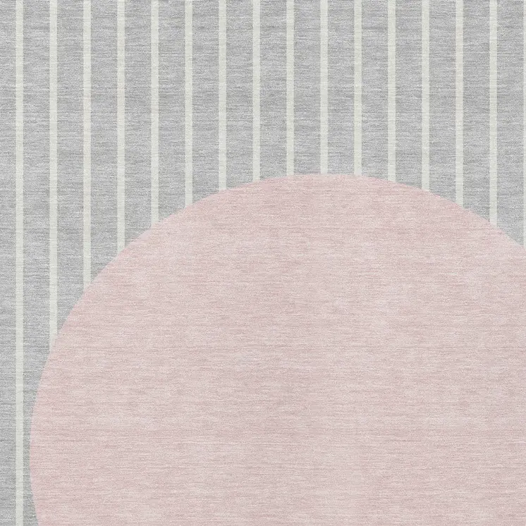 10' X 14' Silver And Pink Striped Washable Indoor Outdoor Area Rug