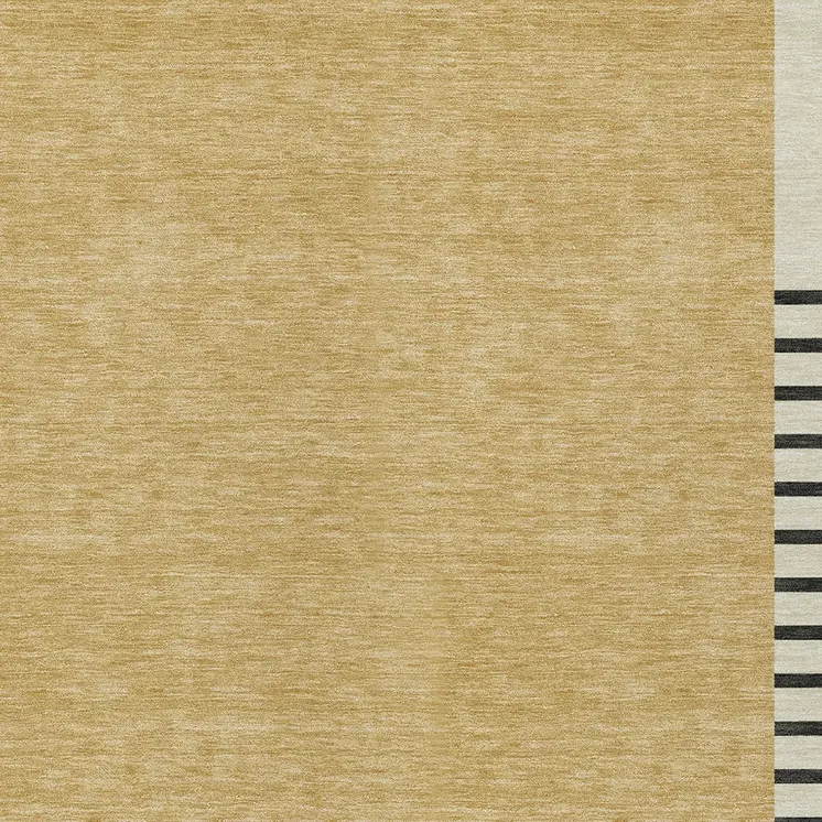 8' X 10' Gold Black And Beige Striped Washable Indoor Outdoor Area Rug