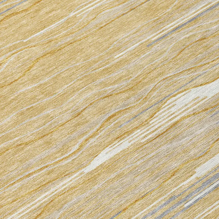 8' Gold Gray And Ivory Round Striped Washable Indoor Outdoor Area Rug