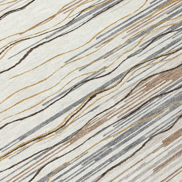 8' Ivory Brown And Gray Round Striped Washable Indoor Outdoor Area Rug