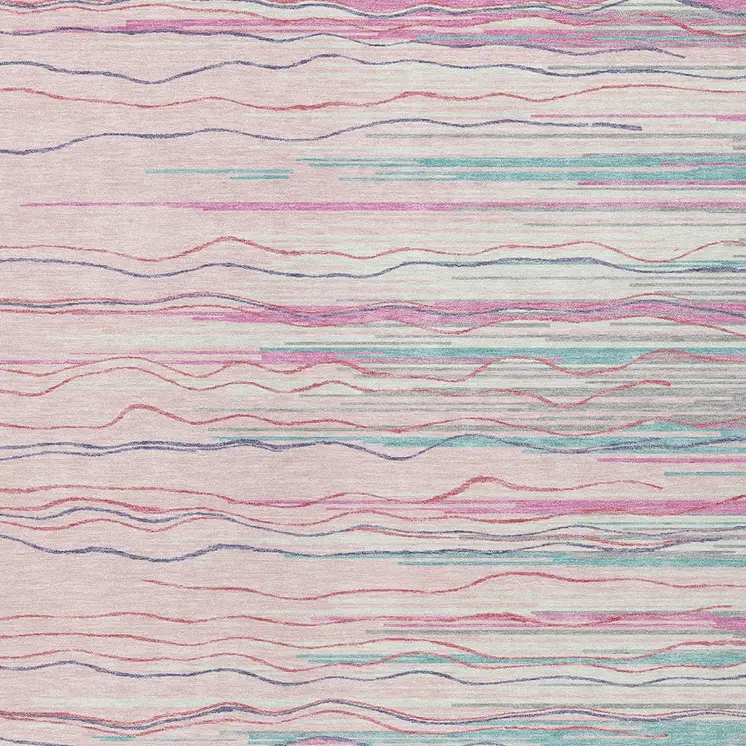 3' X 5' Pink Blue And Purple Striped Washable Indoor Outdoor Area Rug