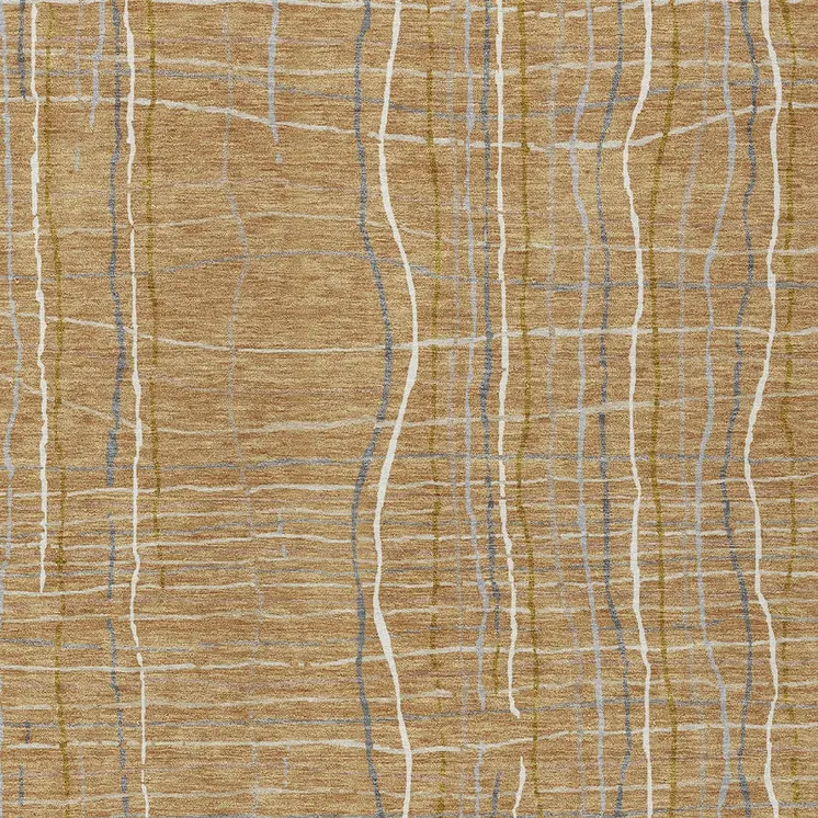 5' X 8' Gold Gray And Ivory Striped Washable Indoor Outdoor Area Rug