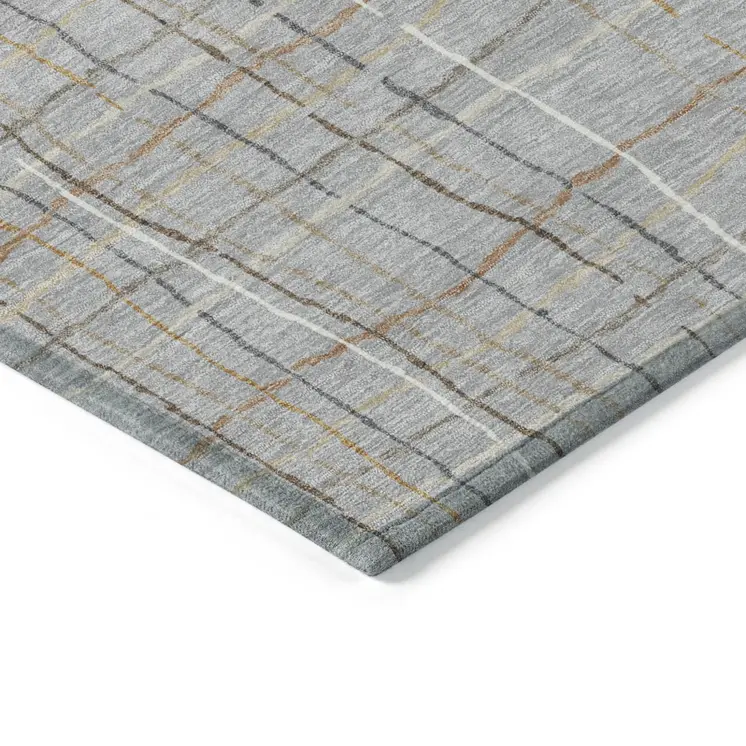 5' X 8' Gray Brown And Ivory Striped Washable Indoor Outdoor Area Rug