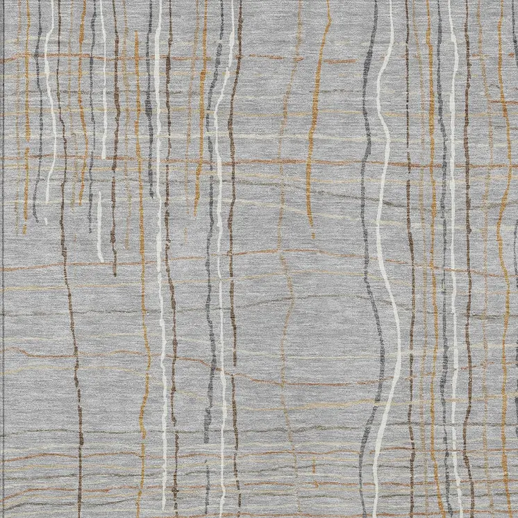 10' X 14' Gray Brown And Ivory Striped Washable Indoor Outdoor Area Rug