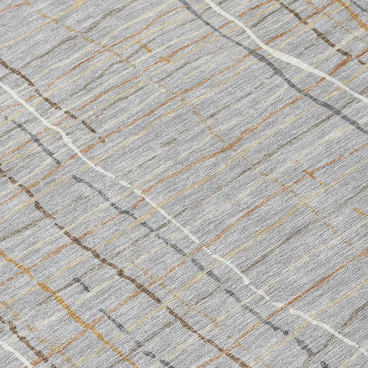 10' X 14' Gray Brown And Ivory Striped Washable Indoor Outdoor Area Rug