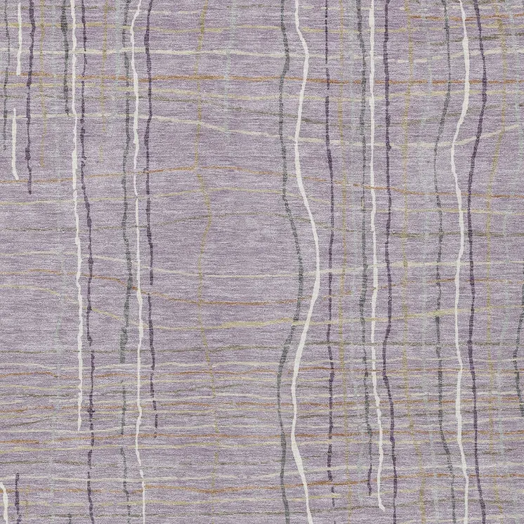 3' X 5' Lavender Ivory And Gray Striped Washable Indoor Outdoor Area Rug