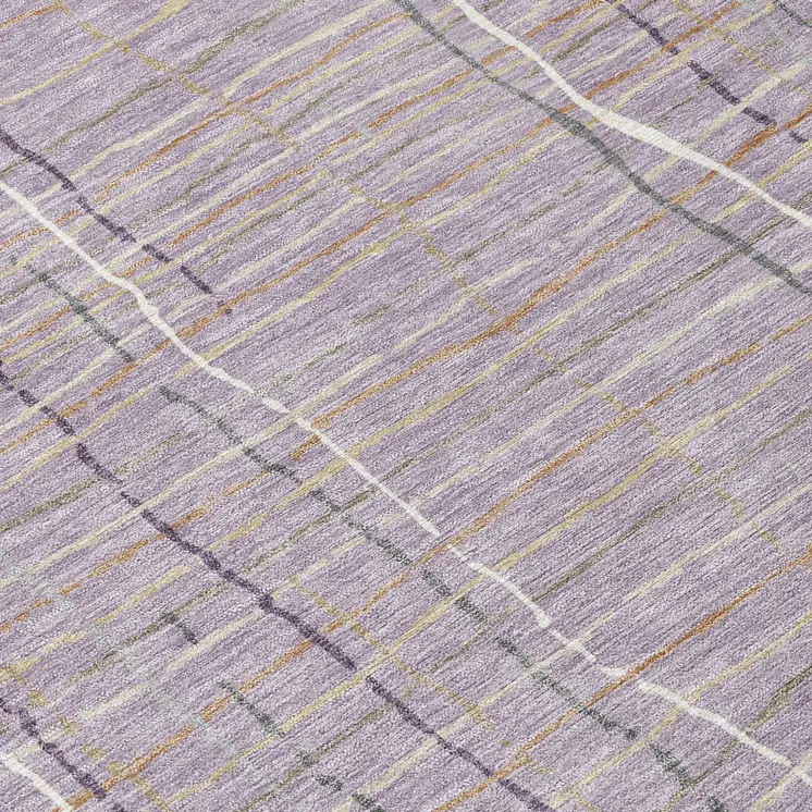 8' Lavender Ivory And Gray Round Striped Washable Indoor Outdoor Area Rug