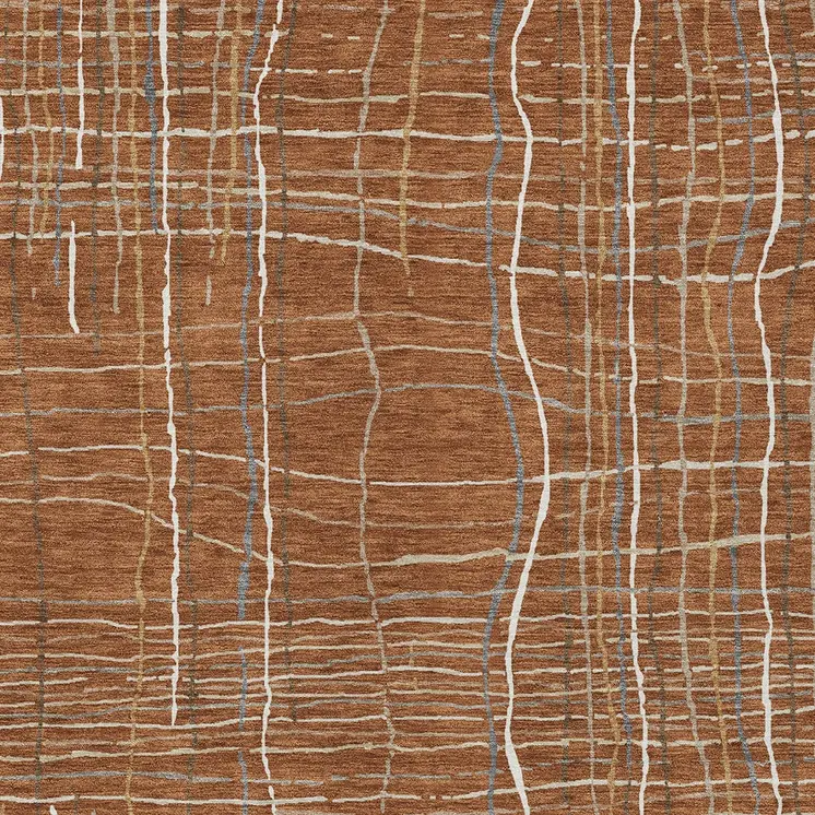 3' X 5' Brown Copper And Gray Striped Washable Indoor Outdoor Area Rug