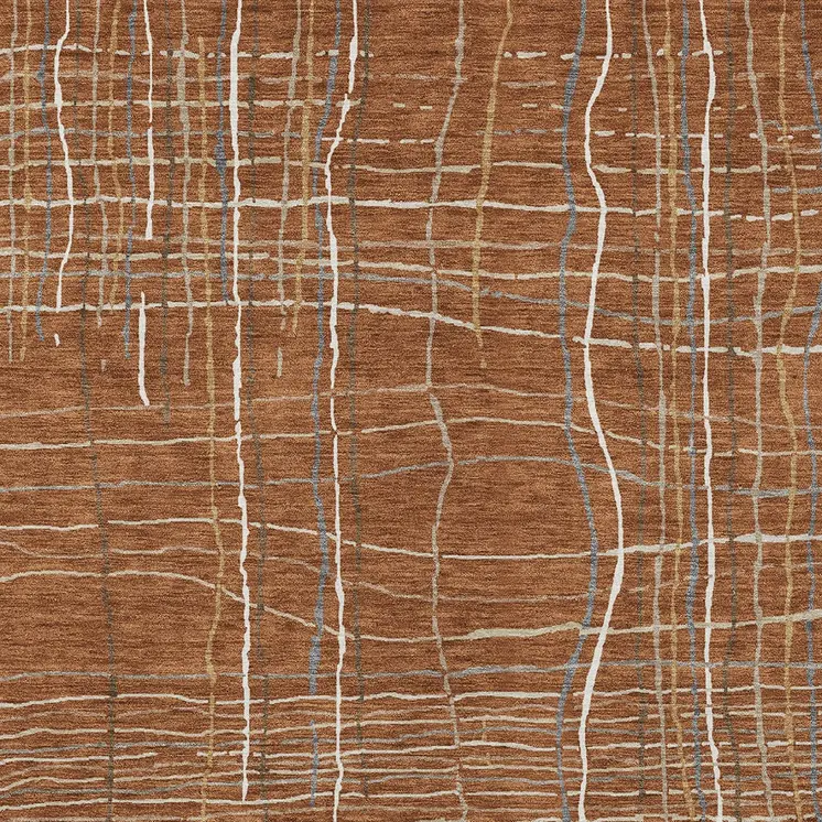 5' X 8' Brown Copper And Gray Striped Washable Indoor Outdoor Area Rug