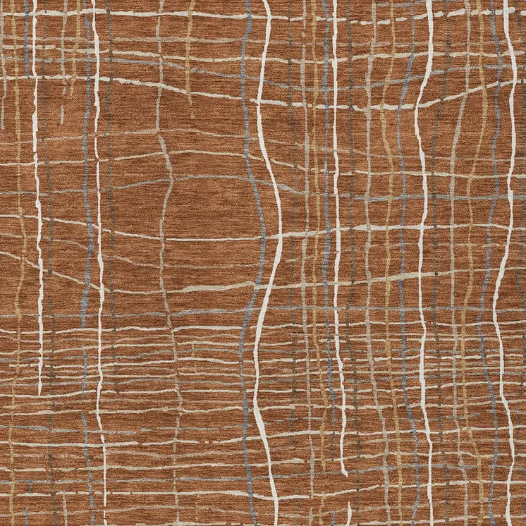 8' X 10' Brown Copper And Gray Striped Washable Indoor Outdoor Area Rug