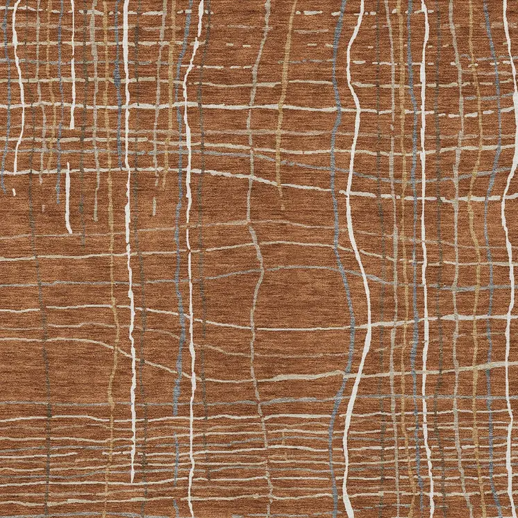 9' X 12' Brown Copper And Gray Striped Washable Indoor Outdoor Area Rug