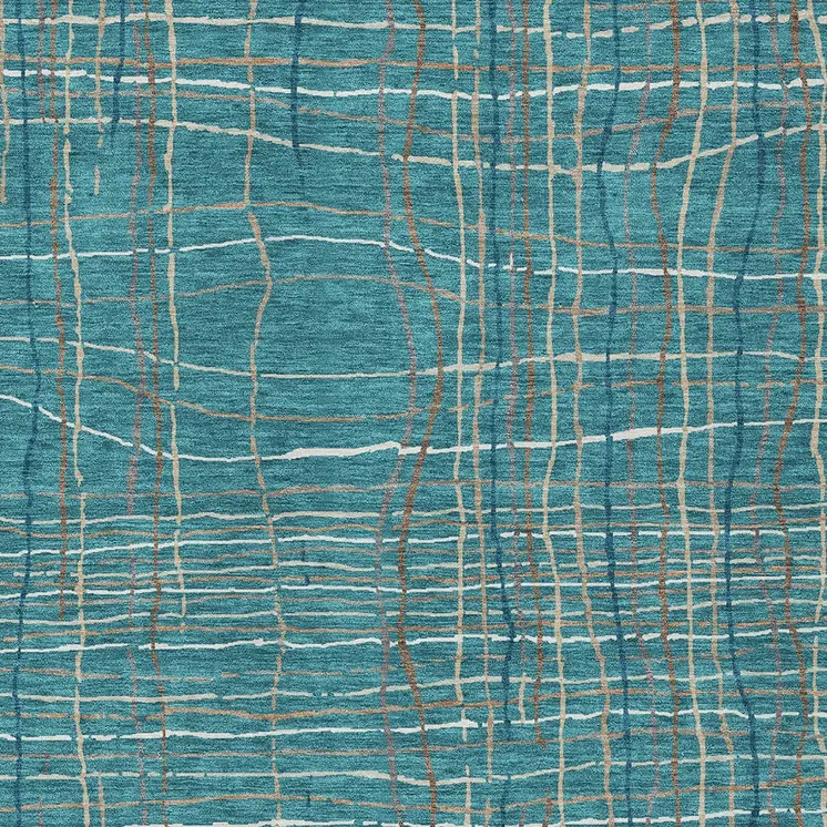 9' X 12' Teal Blue Gray And Brown Striped Washable Indoor Outdoor Area Rug