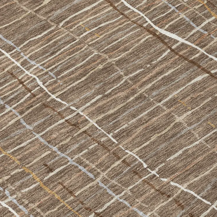 3' X 5' Taupe Brown And Ivory Striped Washable Indoor Outdoor Area Rug
