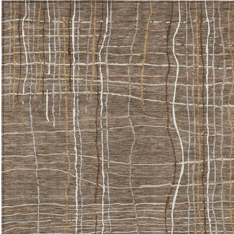 5' X 8' Taupe Brown And Ivory Striped Washable Indoor Outdoor Area Rug
