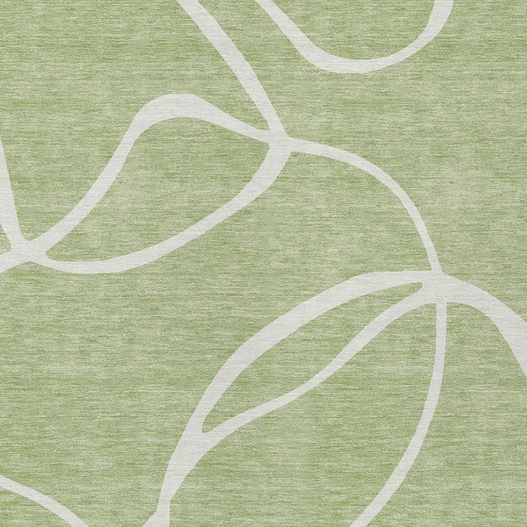 3' X 5' Artichoke Green And Ivory Abstract Washable Indoor Outdoor Area Rug