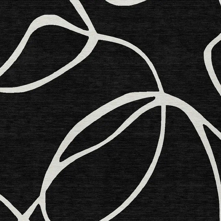 5' X 8' Black And Ivory Abstract Washable Indoor Outdoor Area Rug