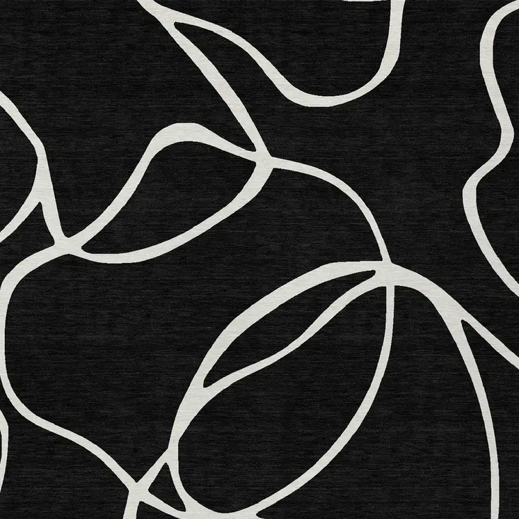 10' X 14' Black And Ivory Abstract Washable Indoor Outdoor Area Rug