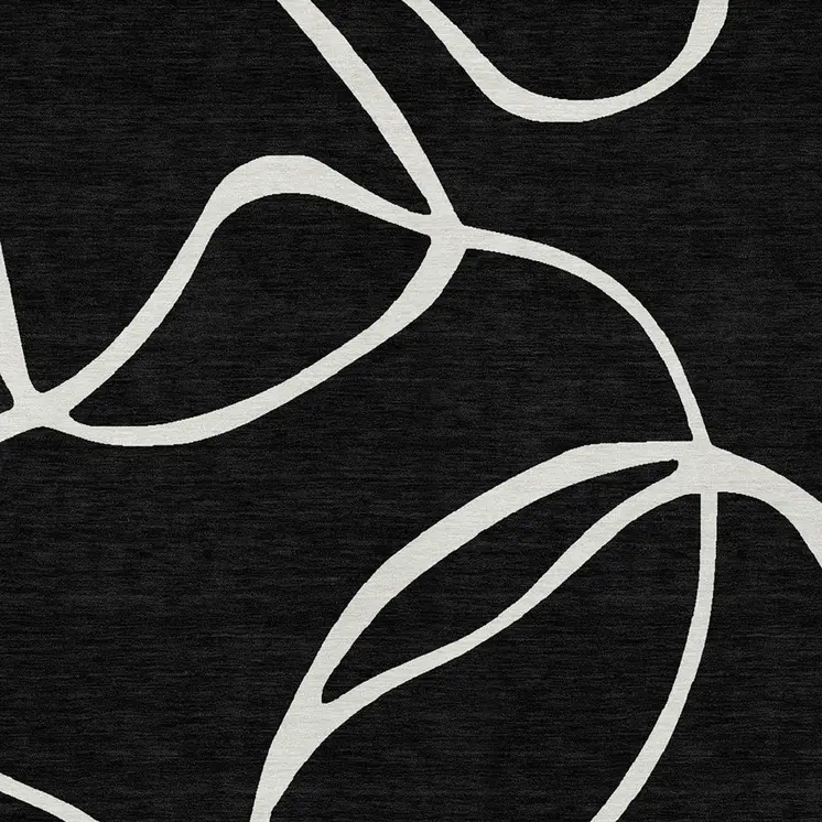 10' X 14' Black And Ivory Abstract Washable Indoor Outdoor Area Rug