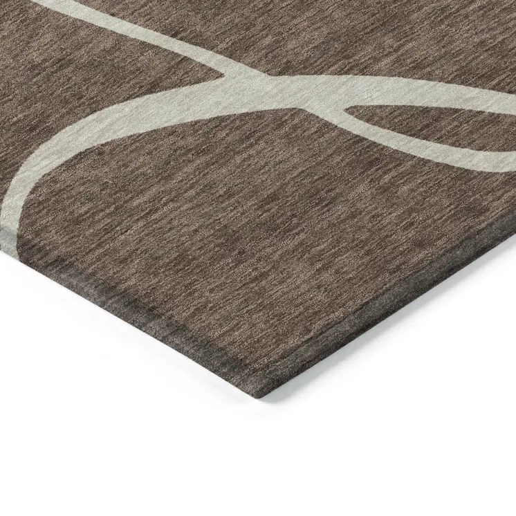 5' X 8' Brown And Beige Abstract Washable Indoor Outdoor Area Rug