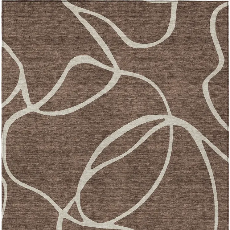 5' X 8' Brown And Beige Abstract Washable Indoor Outdoor Area Rug