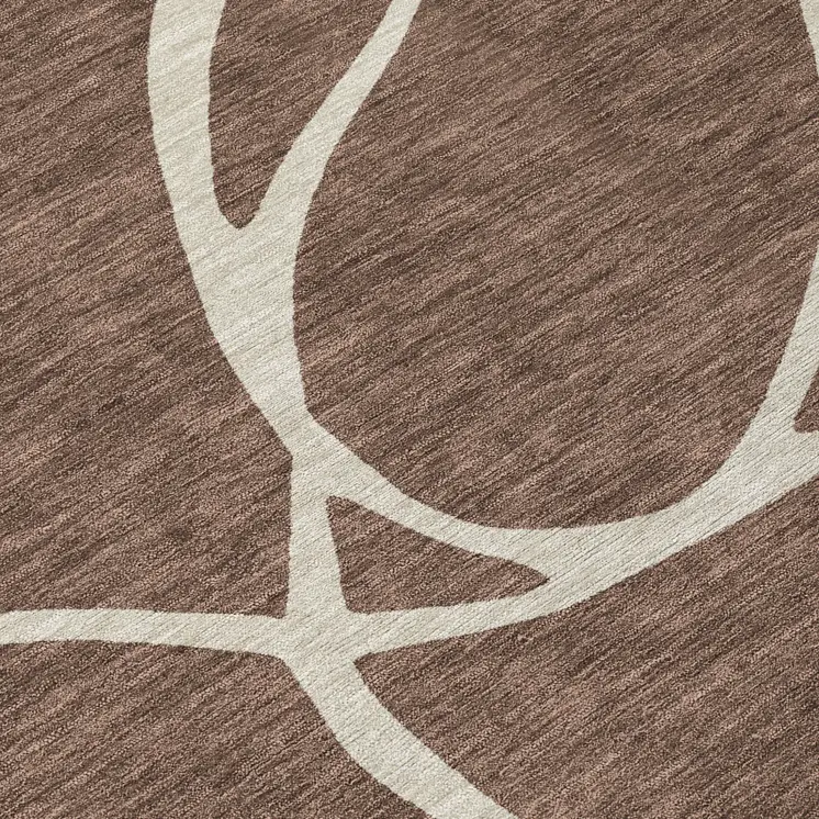 5' X 8' Brown And Beige Abstract Washable Indoor Outdoor Area Rug