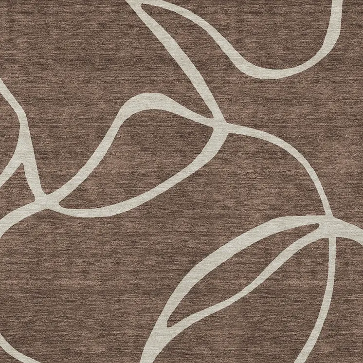 9' X 12' Brown And Beige Abstract Washable Indoor Outdoor Area Rug
