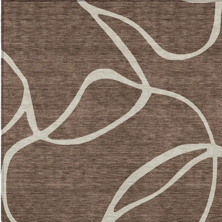 10' X 14' Brown And Beige Abstract Washable Indoor Outdoor Area Rug