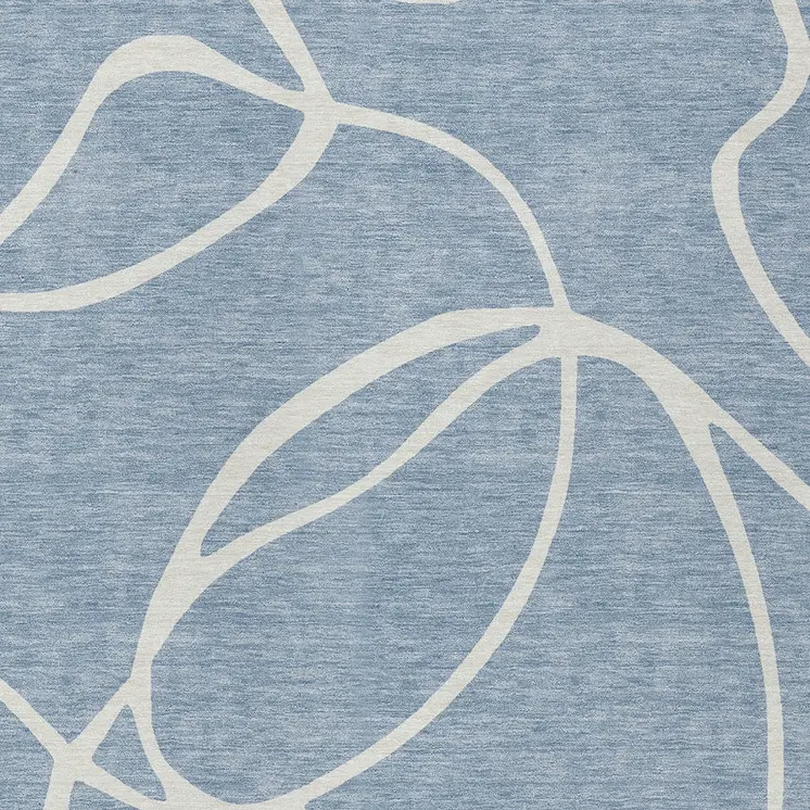 10' X 14' Denim Blue And Ivory Abstract Washable Indoor Outdoor Area Rug