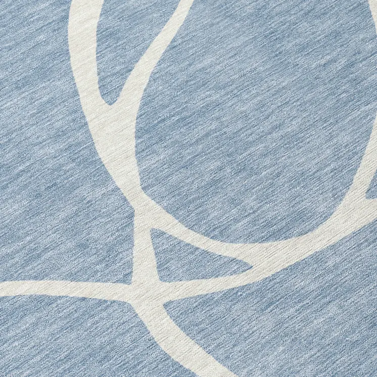 10' X 14' Denim Blue And Ivory Abstract Washable Indoor Outdoor Area Rug