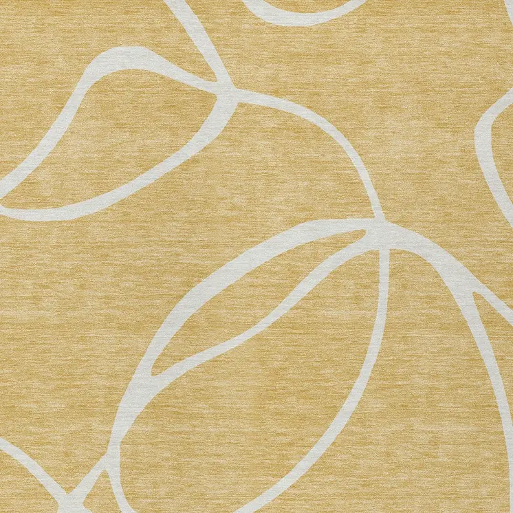 5' X 8' Gold And Ivory Abstract Washable Indoor Outdoor Area Rug
