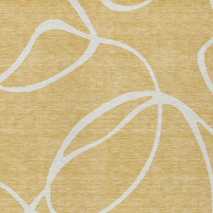 8' X 10' Gold And Ivory Abstract Washable Indoor Outdoor Area Rug