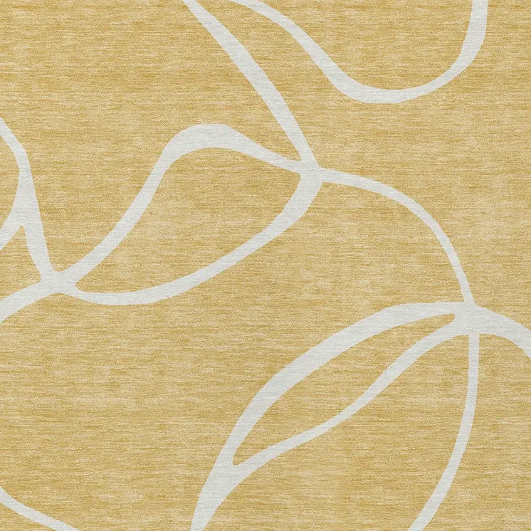 10' X 14' Gold And Ivory Abstract Washable Indoor Outdoor Area Rug