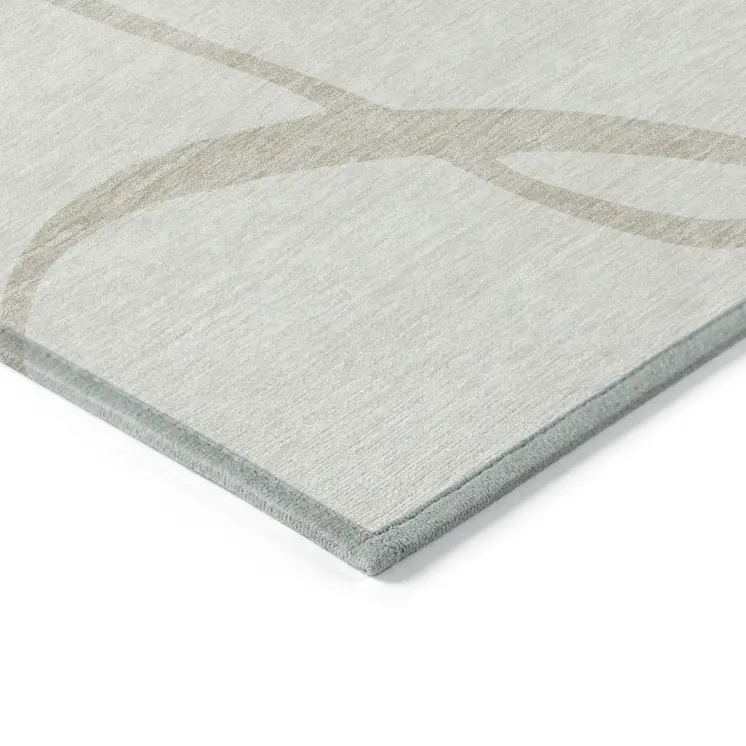 8' X 10' Ivory And Beige Abstract Washable Indoor Outdoor Area Rug