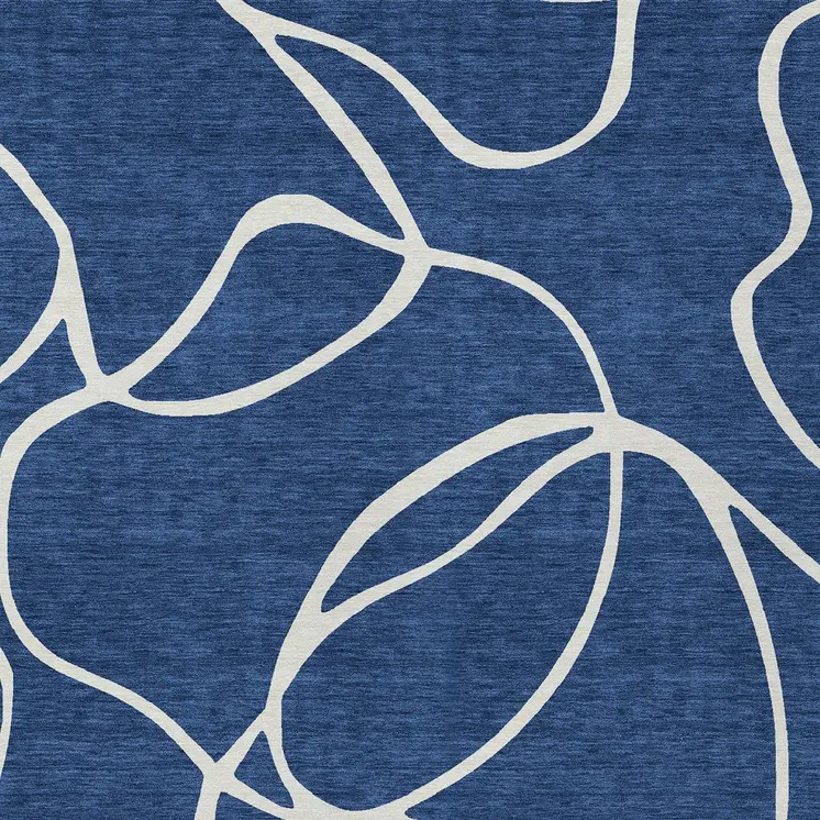 3' X 5' Navy Blue And Ivory Abstract Washable Indoor Outdoor Area Rug