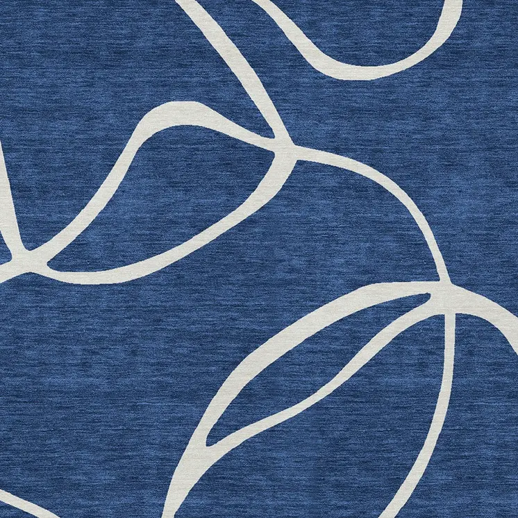 3' X 5' Navy Blue And Ivory Abstract Washable Indoor Outdoor Area Rug